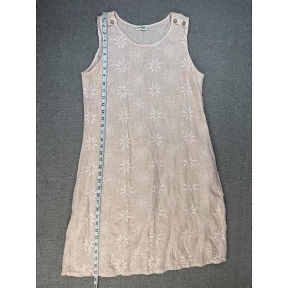 Terzo MillennioLinen Dress Mini Floral Embroidered Cottagecore Size Medium - Picture 8 of 9